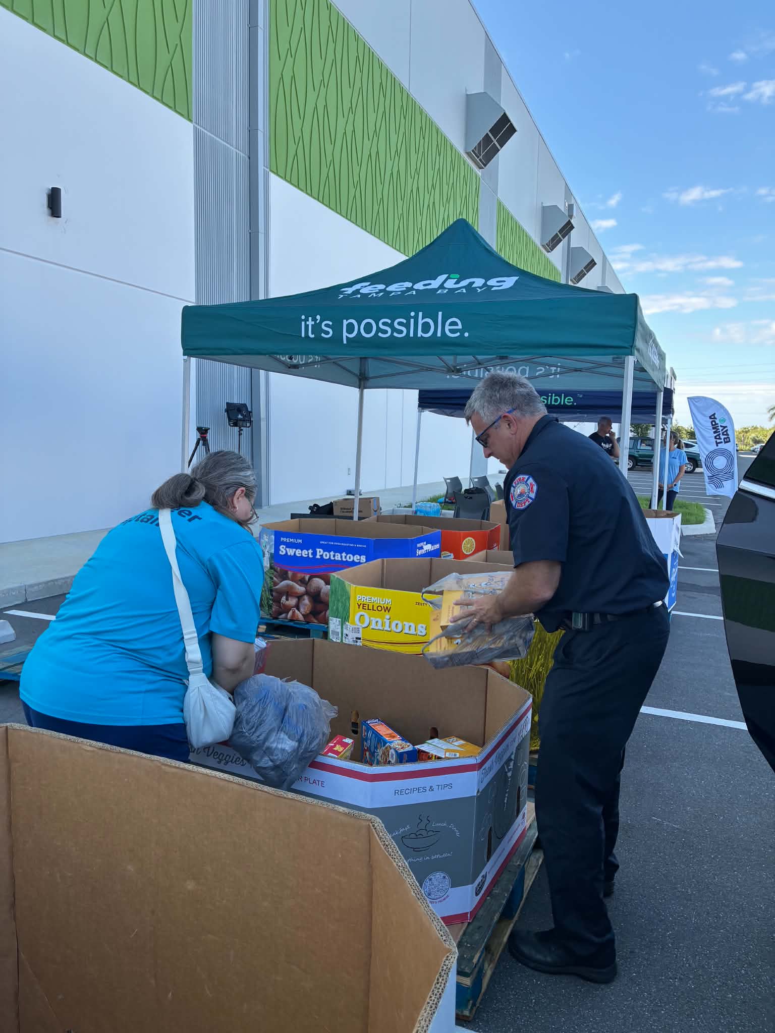 Volunteers sorting cereal for donation